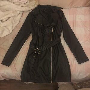windsor faux leather black jacket dress ♡